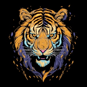 Tiger Embroidery Design, Tiger Head Machine Embroidery Design, Tiger face Embroidery File, Animal Embroidery Design
