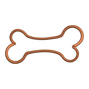 May include: A brown, stylized dog bone outline against a white background. The bone shape has rounded ends and a curved central section, creating a simple, clean design. This image is suitable for pet-related products.