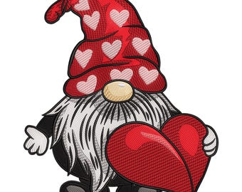 Valentine's Day Gnome with Heart Embroidery Design (Digital Download)