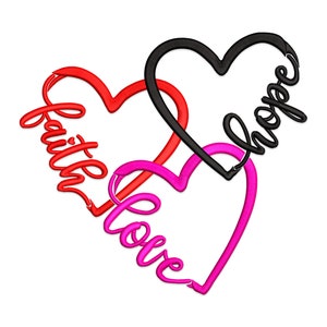 Love Embroidery Design, Faith Hope and Love Machine Embroidery Design, Love Heart Embroidery File.