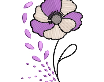 Purple Poppies Flower Machine Embroidery Design: Floral PES File (Digital Download)
