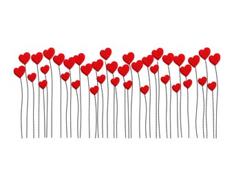 Diseño de bordado de árbol de corazones de San Valentín (3,5-7,5 pulgadas) (Descarga digital)