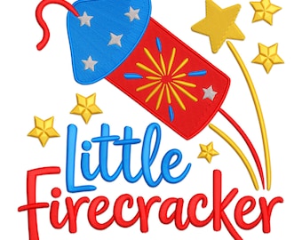 Little Firecracker Embroidery Design: Patriotic Stars Appliqué (Machine Embroidery File)