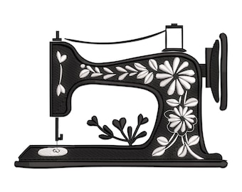 Sewing Machine Embroidery Design, Vintage Sewing Machine Embroidery Design, Floral Sewing Machine Embroidery Pattern.