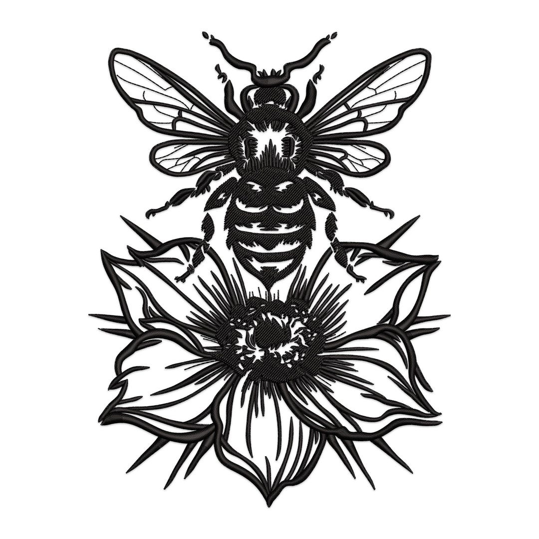Honey Bee Embroidery Design, Floral Honeybee Machine Embroidery Design ...