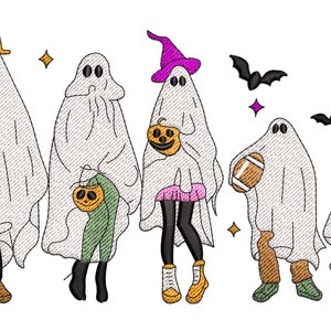 Ghost with pumpkin Halloween Embroidery Design, Halloween Family Member Machine Embroidery Design, Boo Embroidery File.