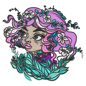 Girl with flowers Embroidery Design, Girl face with flowers Machine Embroidery Design, Girl with Floral Embroidery File, Floral Embroidery.