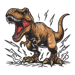 Dinosaur Embroidery Design, T-Rex Machine Embroidery Design, Cute Dinosaur Embroidery File, Dinosaur Embroidery Pattern, Animal Embroidery.