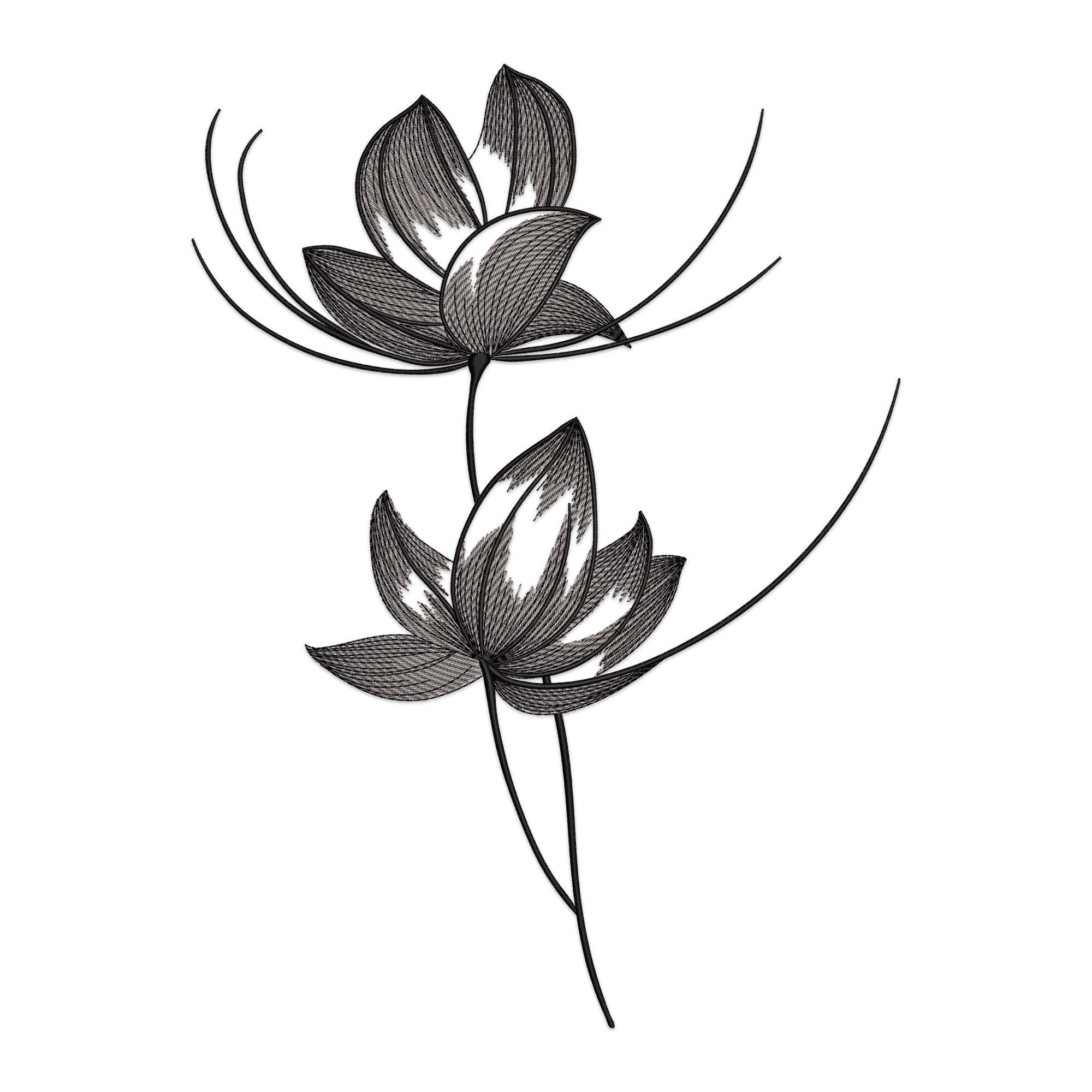 Lotus Flower Machine Embroidery Design: Floral Art PES File - Etsy