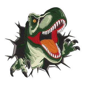 Dinosaur Embroidery Design, T-Rex Machine Embroidery Design, Cute Dinosaur Embroidery File, Dinosaur Embroidery Pattern, Animal Embroidery.