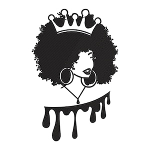 Afro Girl Embroidery Design, Queen Afro Woman Machine Embroidery Design, Cool Afro Woman Embroidery File, African Woman Embroidery Pattern.