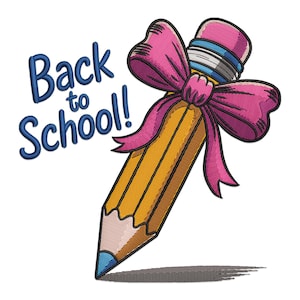 Pencil With Bow Embroidery Design, Pencil With Bow and Back to School Machine Embroidery Design, Teacher Coquette Bow Embroidery File.