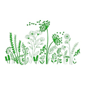 Flower Embroidery Design, Wildflower Meadow Machine Embroidery Design, Daisy and Clover Embroidery Pattern, Meadow Wild Flowers PES File.