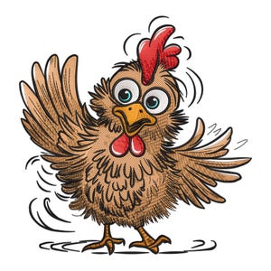 Huhn Stickerei, lustiges verrücktes Huhn Maschinenstickerei, niedliches Huhn Stickdatei, Bauernhof Tier Stickerei.