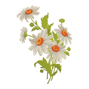 Flower Embroidery Design, Wildflower Meadow Machine Embroidery Design, Daisy and Clover Embroidery Pattern, Meadow Wild Flowers PES File.