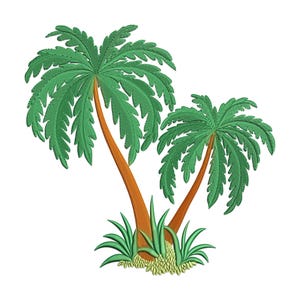 Coconut palm tree Embroidery Design, Two mini trees summer tropical Machine Embroidery Design, Coconut tree Embroidery File.