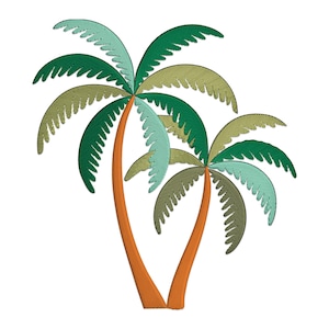 Palm Tree Embroidery Design, Two mini trees summer tropical Machine Embroidery Design, Coconut tree Embroidery File, Tropical Palm Tree PES.