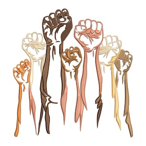 Raised Fists Machine Embroidery Design: Empowerment, Strength (PES, DST, EXP)