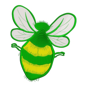 Bee Embroidery Design, Honeybee Machine Embroidery Design, Honeybee and Bloom Embroidery File, Cute Honeybee with Bloom Embroidery Pattern.