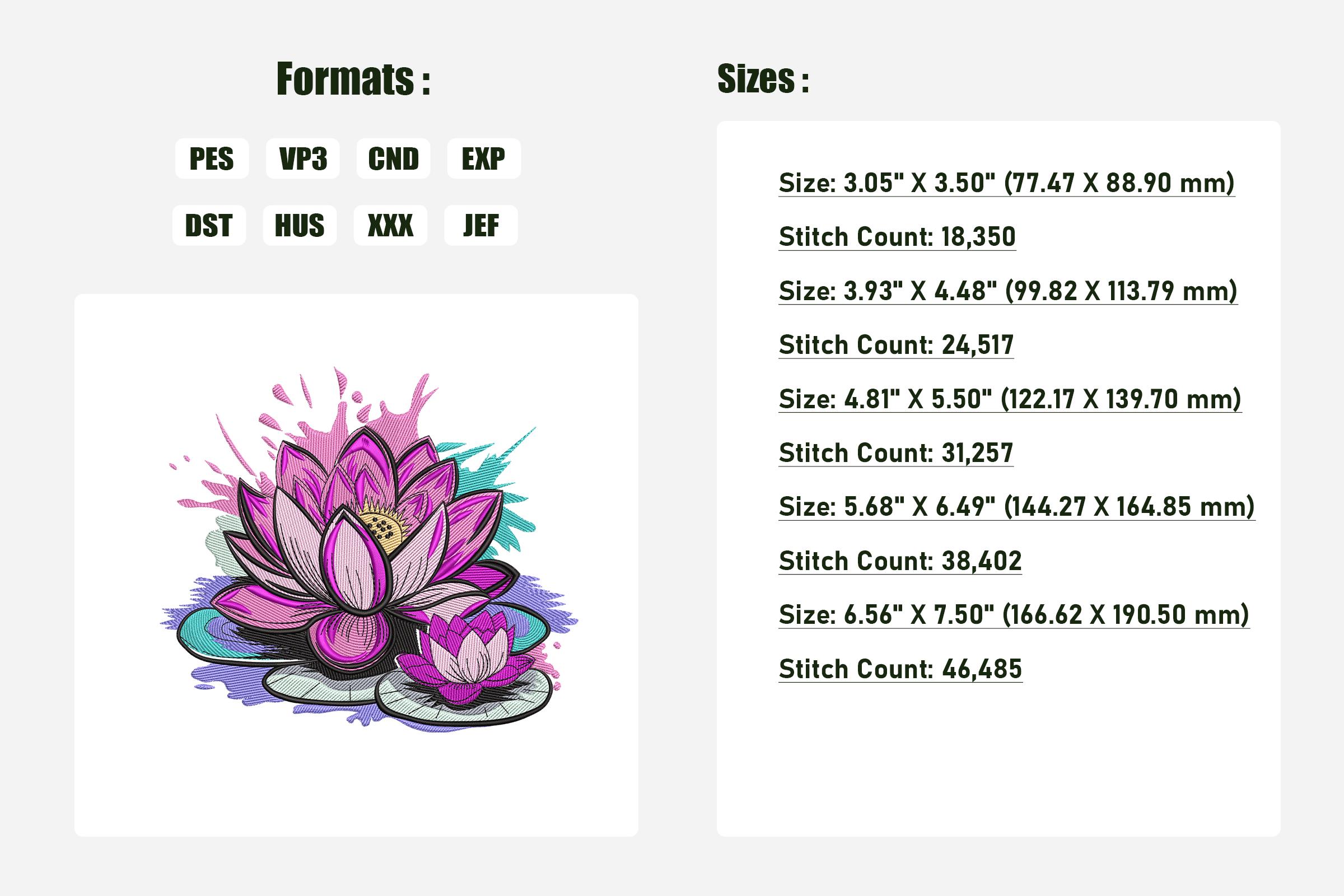 Lotus Flower Machine Embroidery Design: Floral Art (PES File) - Etsy