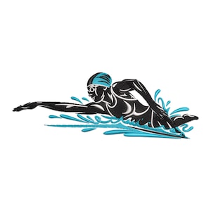 Swimmer Embroidery Design, Swimmer in the swimming pool Machine Embroidery Design, Swimming Embroidery File, Swimmer Silhouette Embroidery.