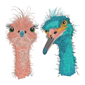 Ostrich Embroidery Design, Ostrich Birds Set Machine Embroidery Design, Ostrich Birds Embroidery File, Animal Embroidery Design.