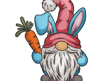 Easter Bunny Gnome Embroidery Design: Carrot Applique (Digital Download)