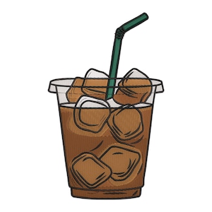 Iced Coffee Embroidery Design, Chocolate Iced Coffee Machine Embroidery Design, Aesthetic Coffee Embroidery File, Coffee Lover Embroidery.