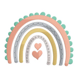 Rainbow Embroidery Design, Rainbow with Heart Machine Embroidery Design, Boho Rainbow Embroidery File, Boho Rainbow Embroidery Design.