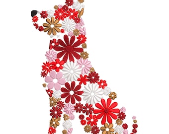 Floral Dog Machine Embroidery Design: Valentine's Day File