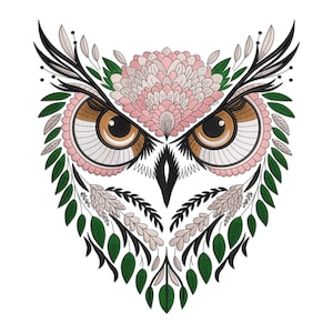 Owl Embroidery Design, Colorful Owl Machine Embroidery Design, Rainbow Owl Bird Embroidery Files, Colorful Owl Embroidery Pattern.
