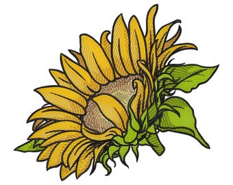 Sunflower Embroidery Design: Floral Garden Branch (PES File)