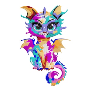 Dragon Embroidery Design, Colorful Mystic Dragon Machine Embroidery Design, Chinese dragon Embroidery File