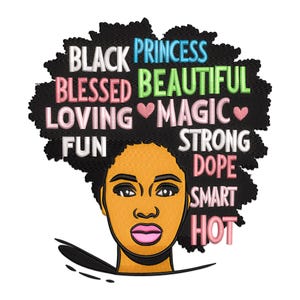 Afro Girl Embroidery Design, Afro Black Woman Machine Embroidery Design, Cool Afro Woman Embroidery File, African Woman Embroidery