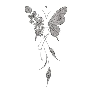 Floral Butterfly Embroidery Design, Wildflower Meadow with Butterfly Machine Embroidery Design, Daisy and Clover Embroidery File.