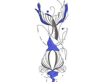 Diseño de bordado de cola de sirena, archivo de fantasía oceánica (digital)