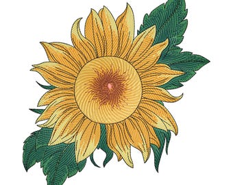 Sunflower Embroidery Design: Floral Garden Branch (PES File)