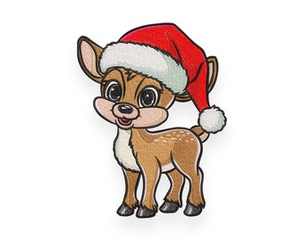 Christmas Reindeer Embroidery Design: Santa Hat Animal (PES, DST, EXP)