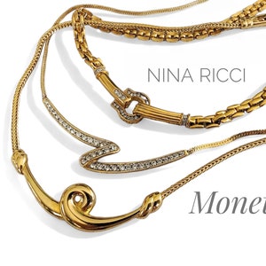 Your Choice 80s Designer Signed Gold Tone/Crystal Collar Necklace - Monet & Nina Ricci - Timeless Elegance
