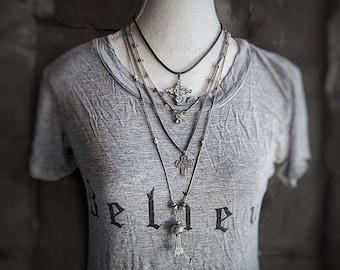 Vintage "NECKMESS" 4 Curated Sterling & Oxidized Silvertone Charm Necklaces—layered Necklace Trend - Wear Each Separately or Mix and Match!