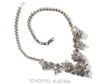 Exceptional Crown Signed Schoffel & Co. Austrian Crystal Choker Necklace Silver Rhodium Plated - Bridal Jewelry Special Occasion Gift