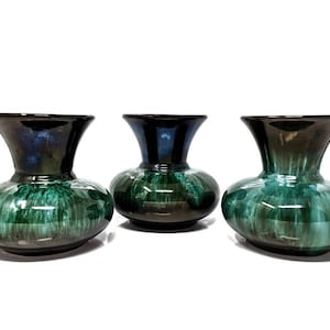 3 Vintage BMP Blue/Green Flow Glaze Vases - Blue Mountain Pottery - Canadian Maker - Mid Century Ceramic Art Pottery - Choose One Or All 3