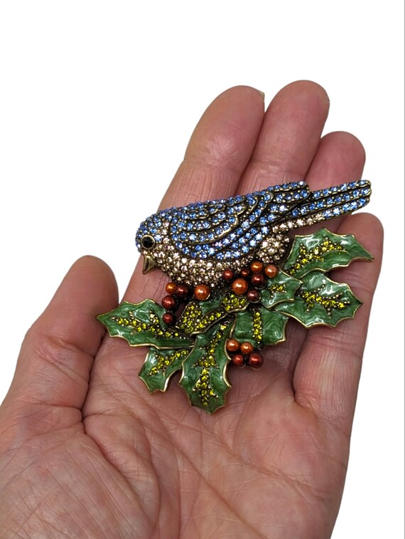 MASSIVE HEIDI DAUS "Bough of Holly" Brooch - Pave… - image 9
