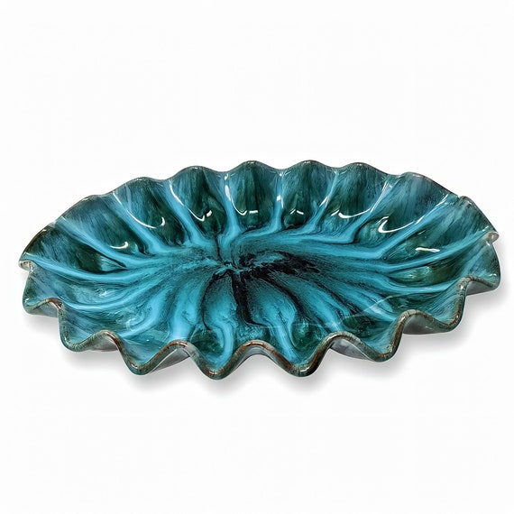 Vintage 70s Blue Mountain Pottery Ruffled Edge Serving Bowl Etsy