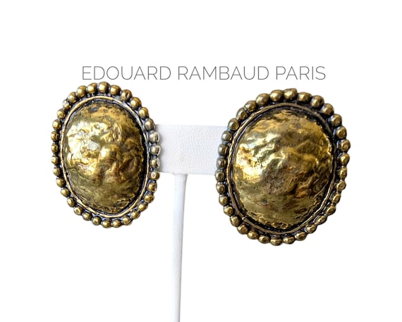 Boucles D'oreilles à Clips Vintage Edouard RAMBAUD - Métal Doré Avec Perle