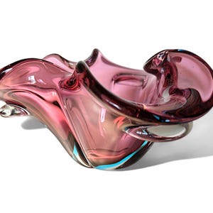 MCM Italienische Murano Sommerso Kunst Glas Schmuckschale: Pflaume & Türkis