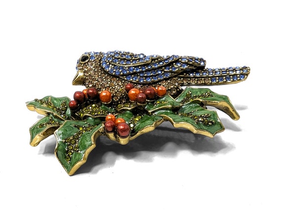 MASSIVE HEIDI DAUS "Bough of Holly" Brooch - Pave… - image 3