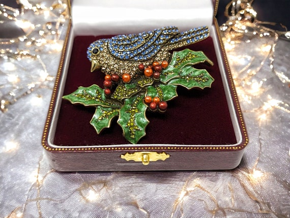 MASSIVE HEIDI DAUS "Bough of Holly" Brooch - Pave… - image 8