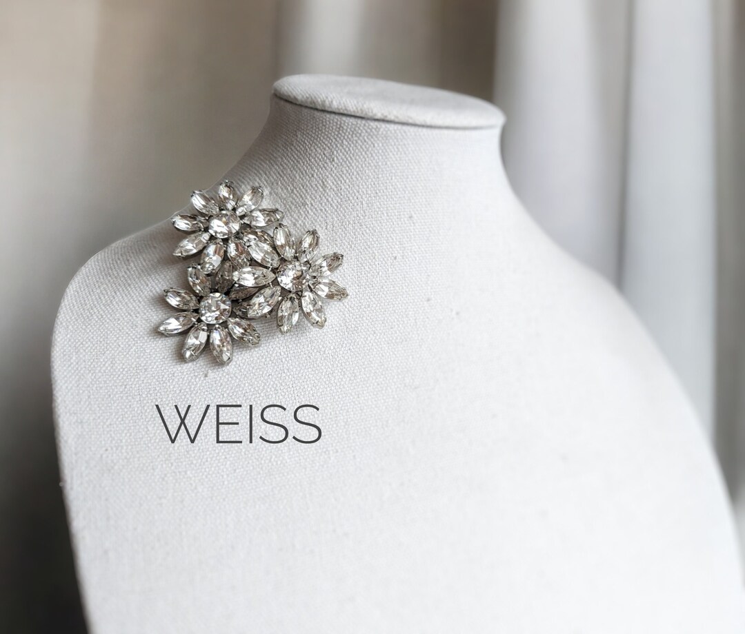 Large Version 50s WEISS Three Daisy Flower Clear Rhinestone - Etsy