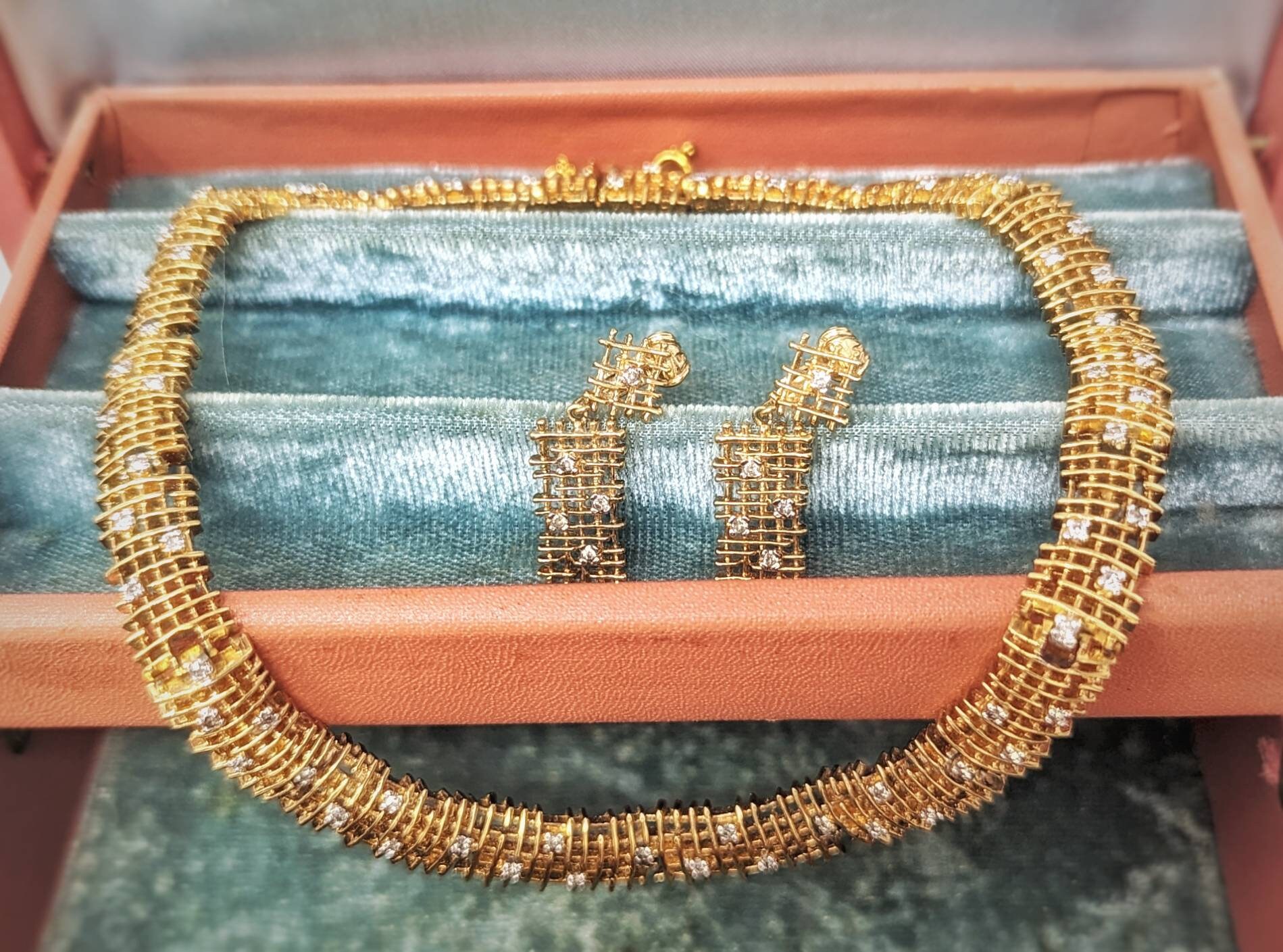 ヴィンテージ パネッタ ネックレス＆クリップイヤリング：ゴールド